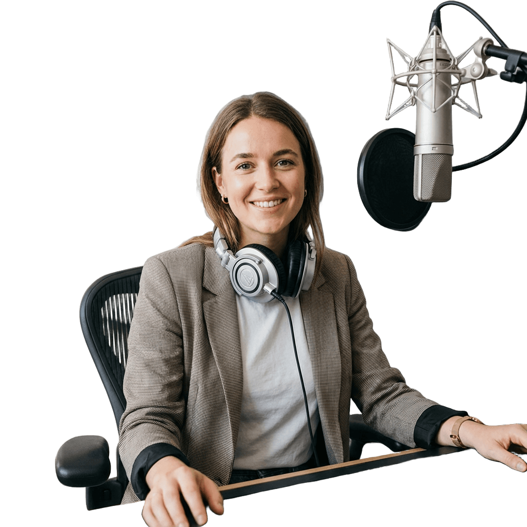 Professional podcaster in studio